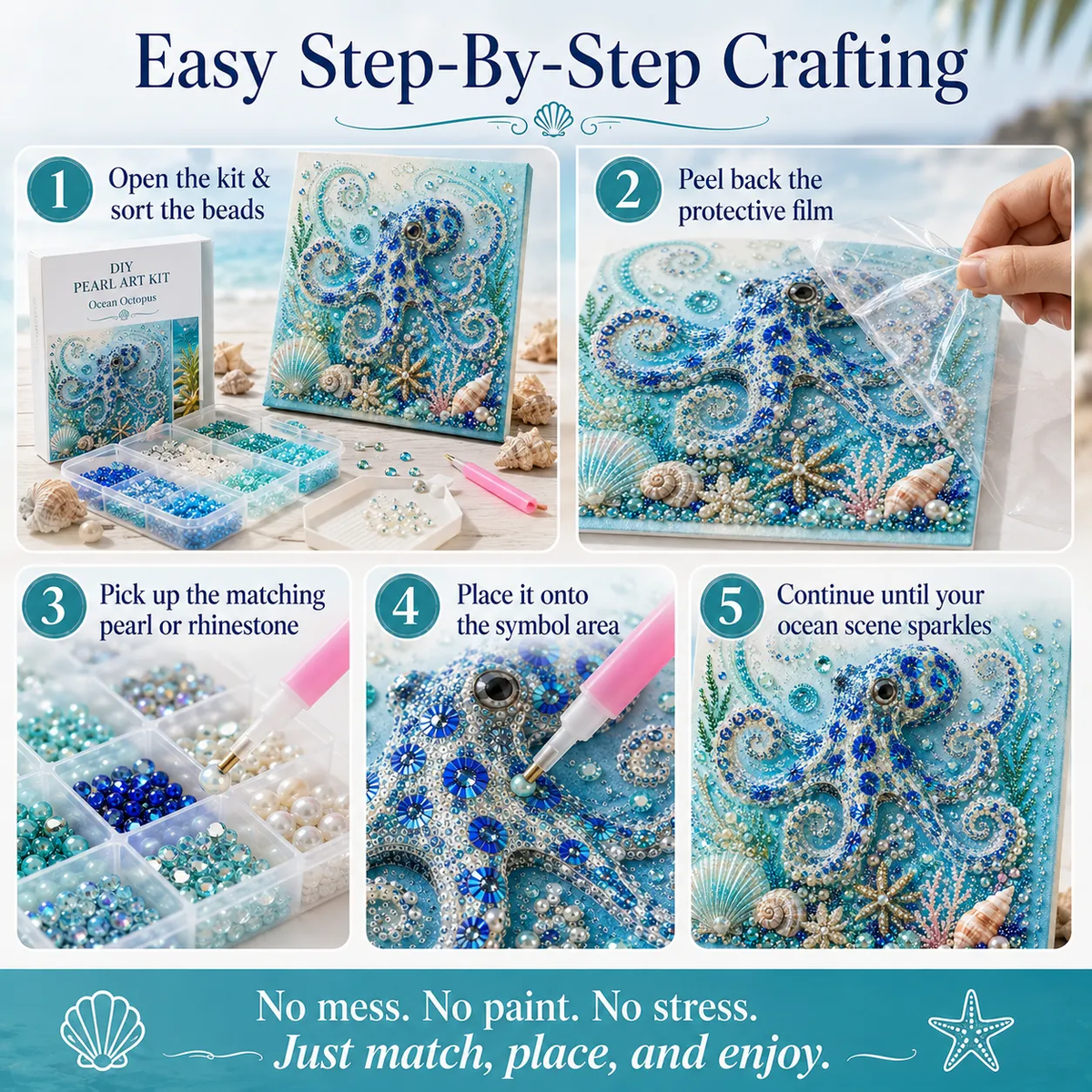 🔥Last Day 50% OFF - 🌊✨Ocean Theme Pearl Art DIY Kit
