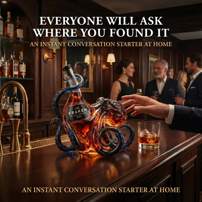 🔥Last Day Sale 50% OFF🥃The Kraken Black Spiced Rum Octopus Whiskey Bottle