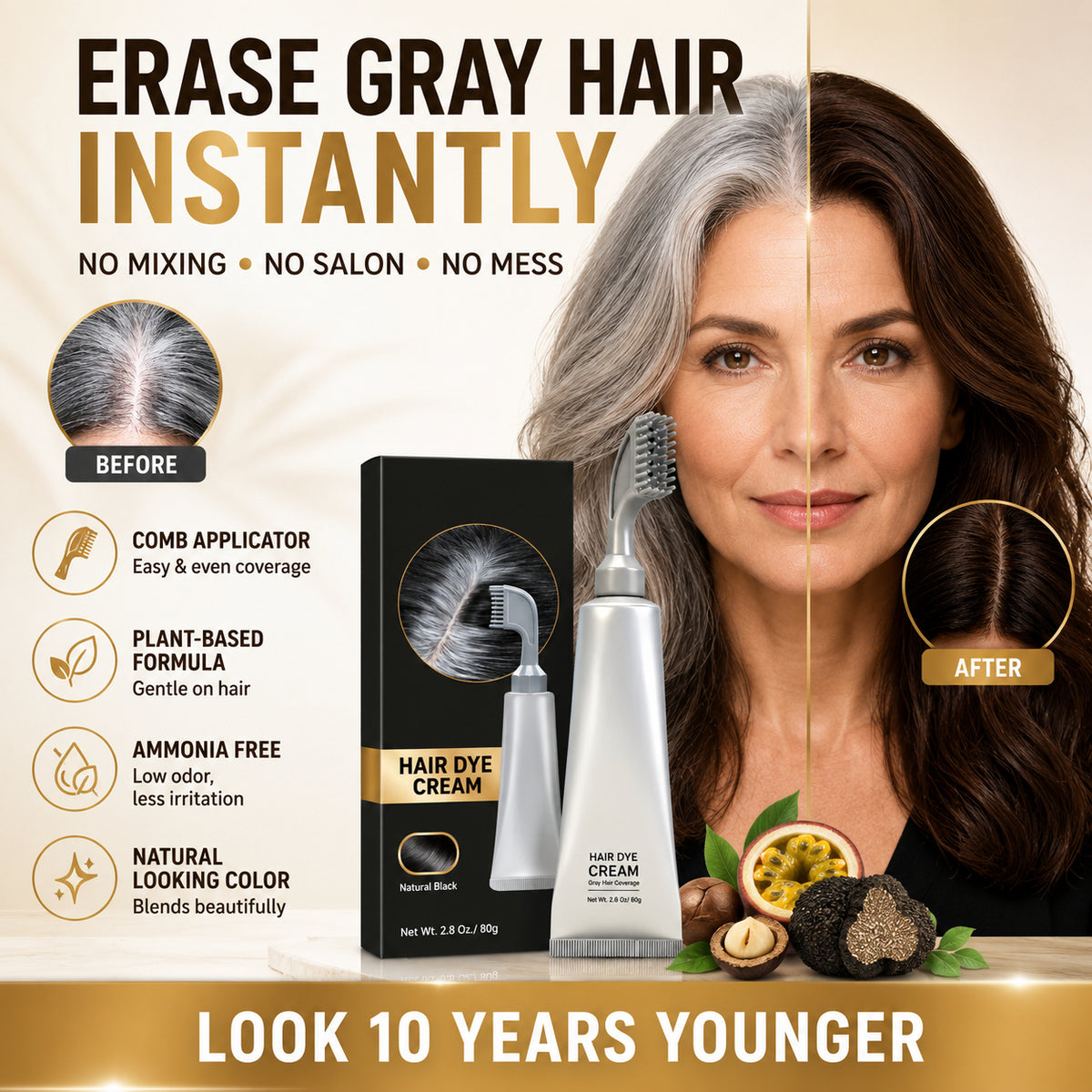 🔥Last Day Sale 50% OFF| Instant Gray Coverage Hair Dye Comb for Men & Women