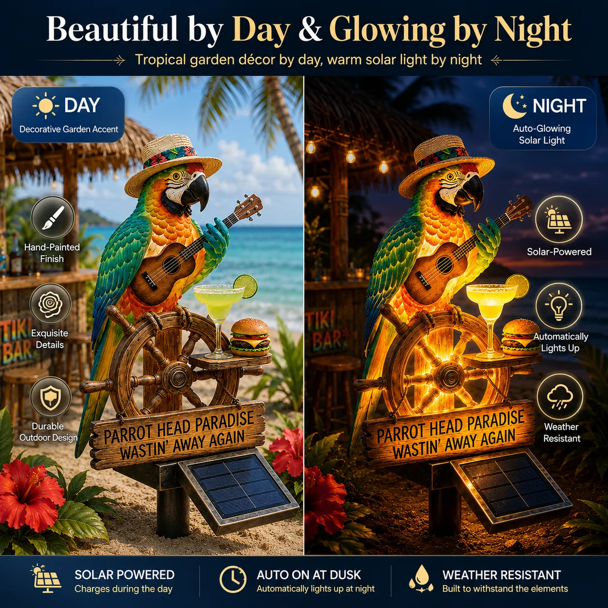 🔥Last Day Sale 50% OFF🌴 Solar-Powered Parrot Garden Light
