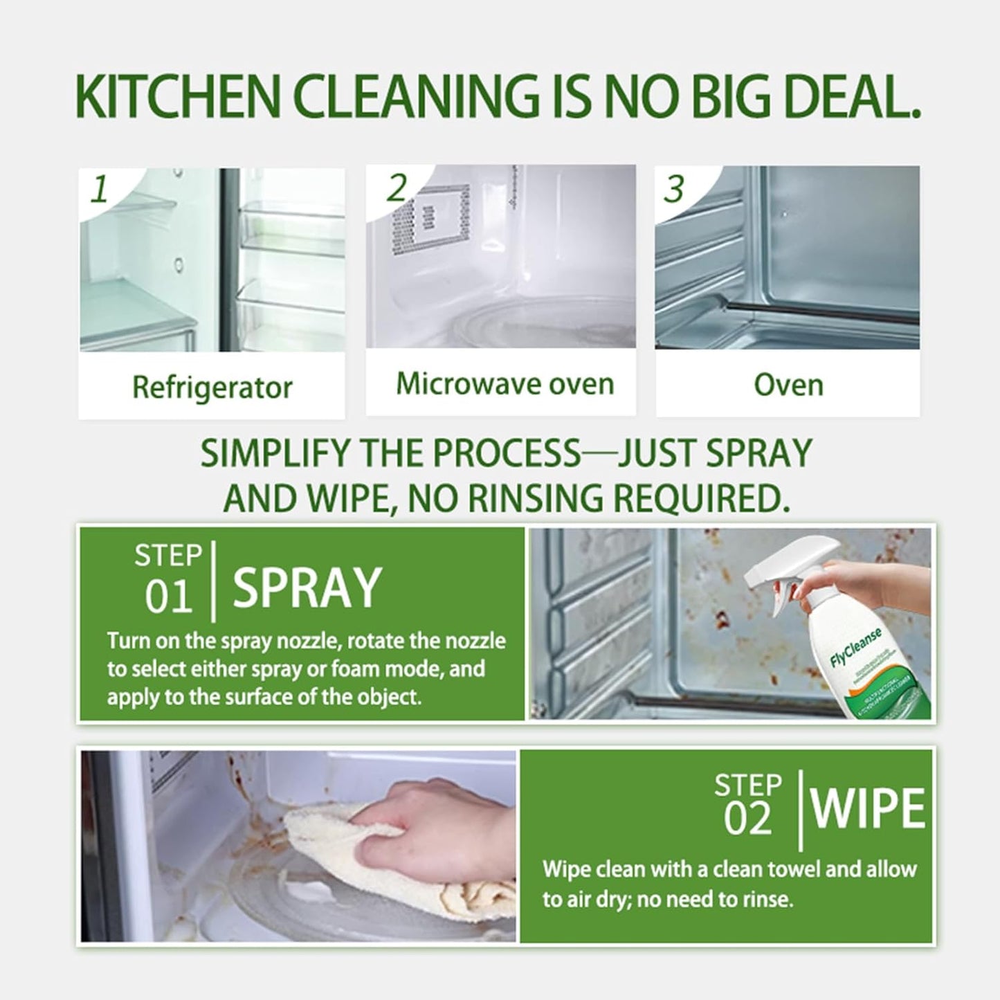 🔥Last Day Sale 50% OFF🔥Fly Cleanse Multi-Purpose Kitchen Grease Cleaner Powerful cleaner for stoves, ovens, microwaves, and Griddles