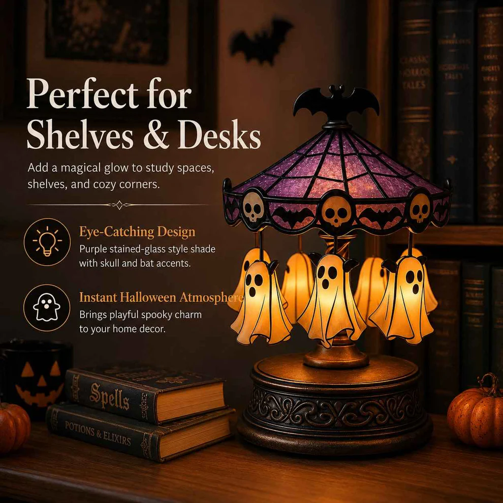 🔥Last Day 50% OFF👻 Ghost Carousel Night Light – Add Magical Halloween Glow to Your Room 🎃