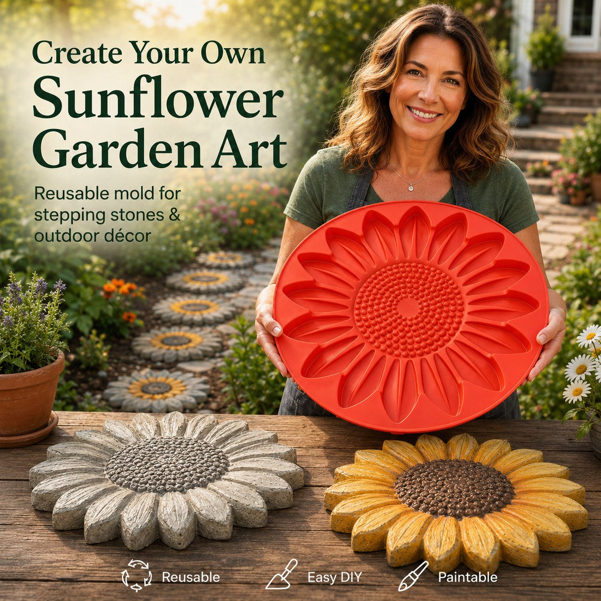💥 LAST DAY 50% OFF - 🌻Reusable Sunflower Stepping Stone Mold