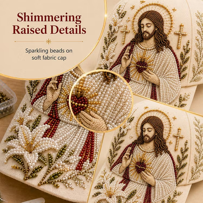 LAST DAY 50% OFF✝️🧢 Premium Christian Faith Beaded Hat DIY Kit | Luxury Flocked Canvas with Scratch-Resistant Non-Fading Pearl Beads DIY Handmade Devotional Cap Decor 🕊️