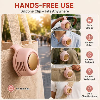 LAST DAY 50% OFF❄️Portable Bladeless Clip-On Fan – Quiet Mini USB Fan with 3 Speed Settings, Rechargeable and Adjustable for Travel, Office, Sports, and Outdoor Activities