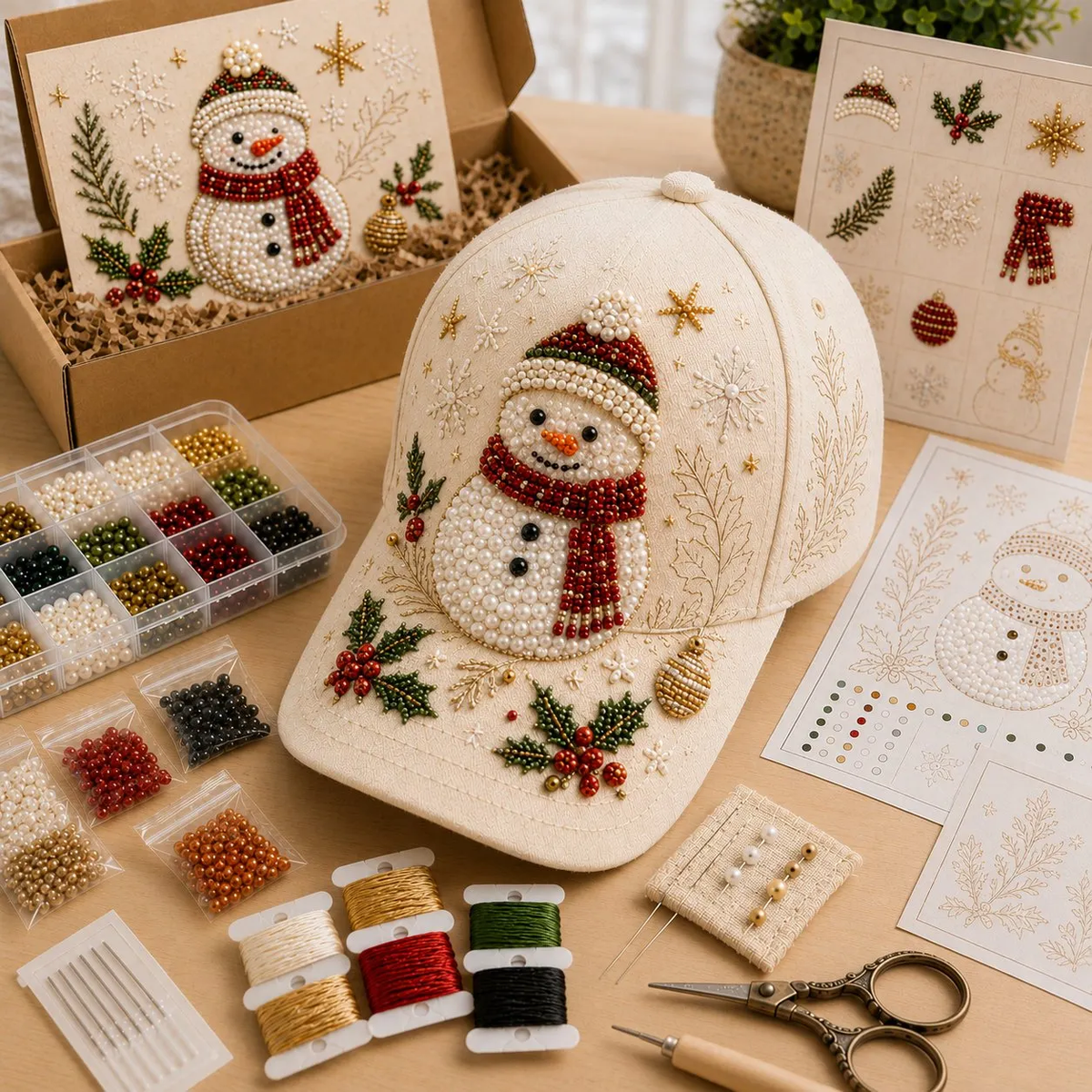 LAST DAY 50% OFF🎅🎁 Premium Christmas Beaded Hat DIY Kit