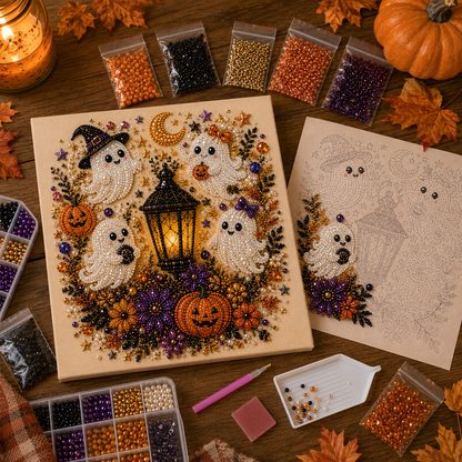 💥 Last Day 50% OFF – 👻✨ Halloween Pearl Art DIY Kit – Turn Tiny Pearls into Spooky-Cute Magic