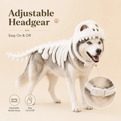 LAST DAY 50% OFF🐾Dinosaur Skeleton Costume for Dogs & Cats | Soft Plush Halloween Pet Costume