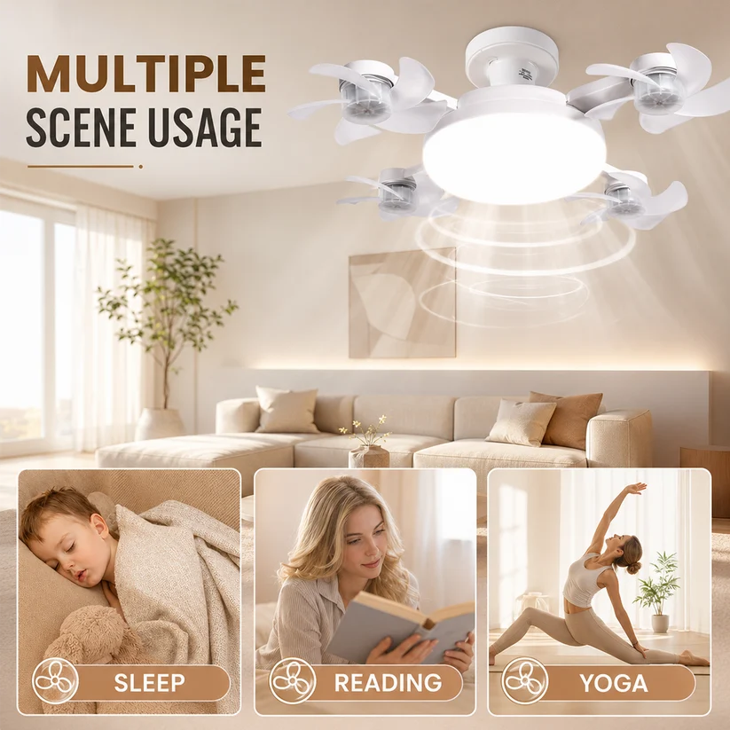 🔥Last Day 50% OFF🌀New E26/E27 Socket Ceiling Fan Light – 2‑in‑1 Silent LED Fan with Remote Control, Energy‑Saving Cooling & Lighting Combo for Home Bedroom