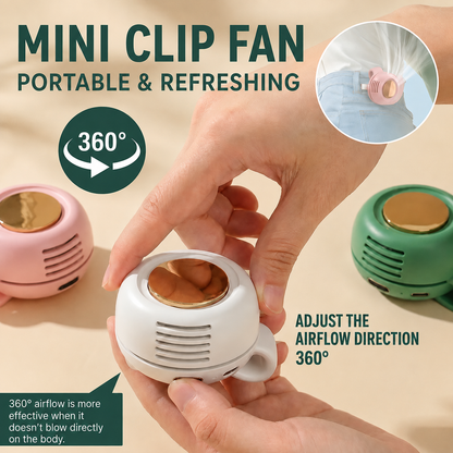 LAST DAY 50% OFF❄️Portable Bladeless Clip-On Fan – Quiet Mini USB Fan with 3 Speed Settings, Rechargeable and Adjustable for Travel, Office, Sports, and Outdoor Activities
