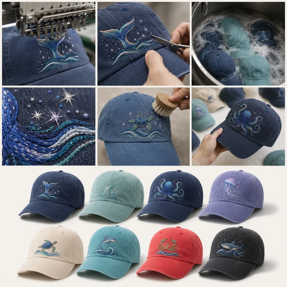 🔥 Last Day 50% OFF – 🌊Ocean Spirit Embroidered Washed Baseball Cap