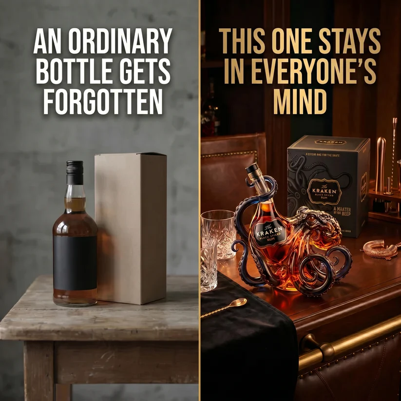 🔥Last Day Sale 50% OFF🥃The Kraken Black Spiced Rum Octopus Whiskey Bottle