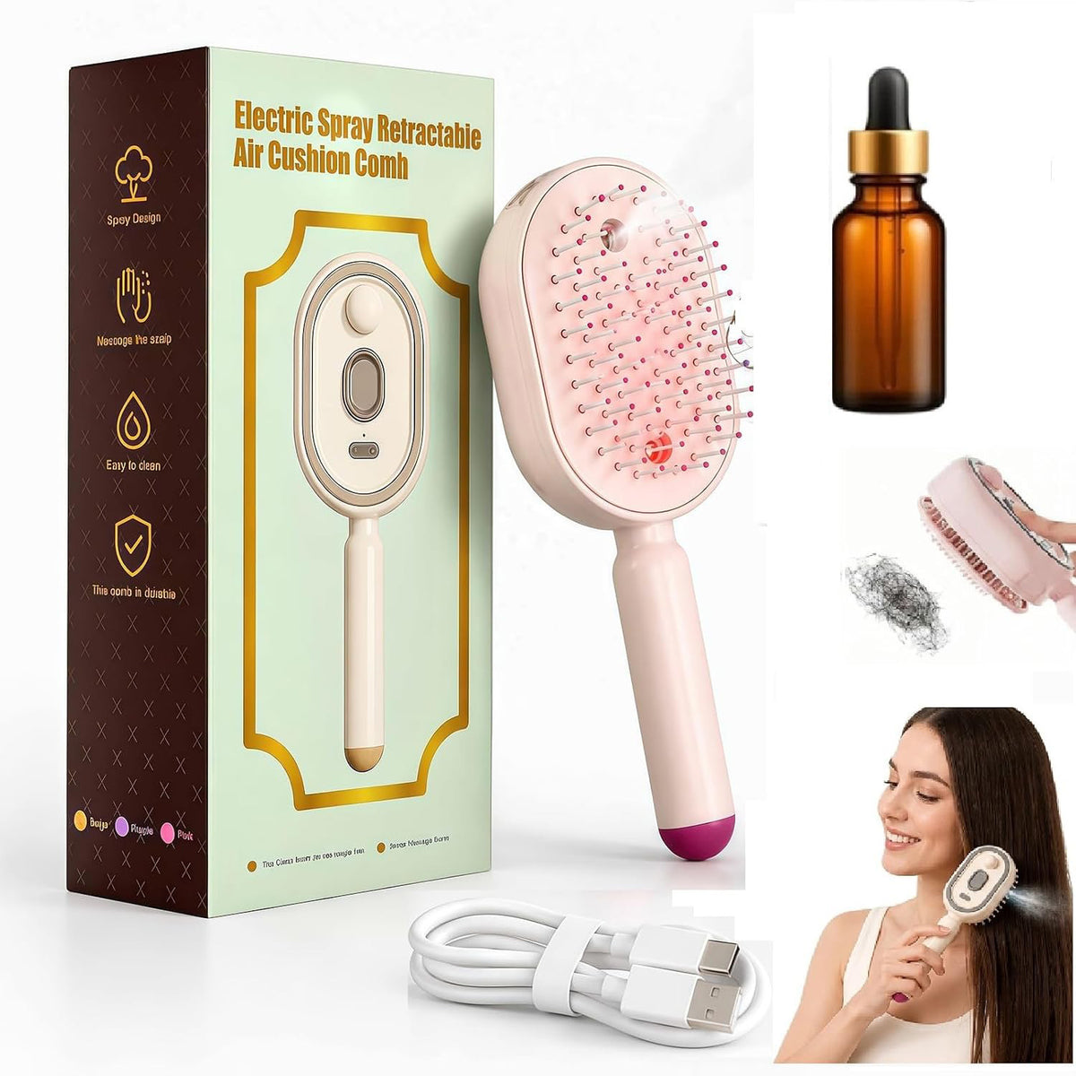 🔥Last Day Sale 50% OFF🔥Electric Spray Air Cushion Massage Comb