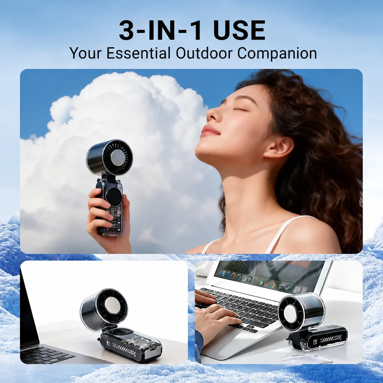 LAST DAY 70% OFF❄️High Speed Folding Cooling Fan Powerful Semiconductor Handheld Turbine Fan