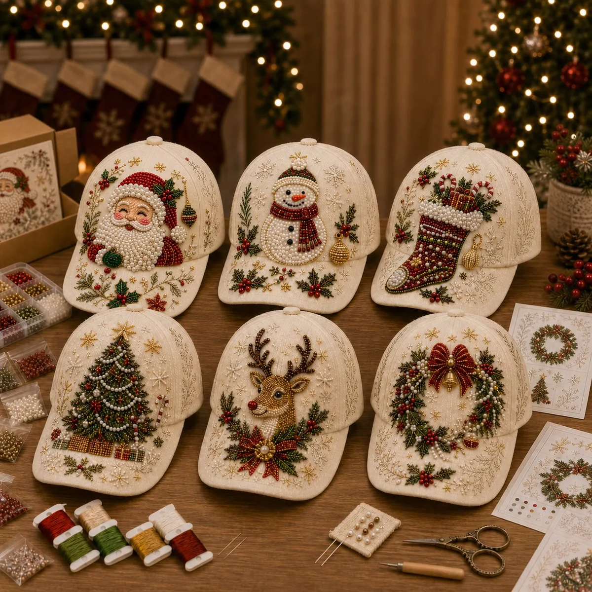 LAST DAY 50% OFF🎅🎁 Premium Christmas Beaded Hat DIY Kit