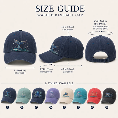 🔥 Last Day 50% OFF – 🌊Ocean Spirit Embroidered Washed Baseball Cap