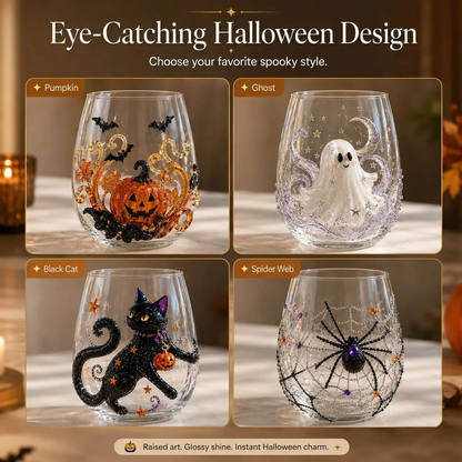 🔥LAST DAY 50% OFF-🎃 3D Halloween Glass Cups | Perfect for Parties & Cozy Fall Home Bars