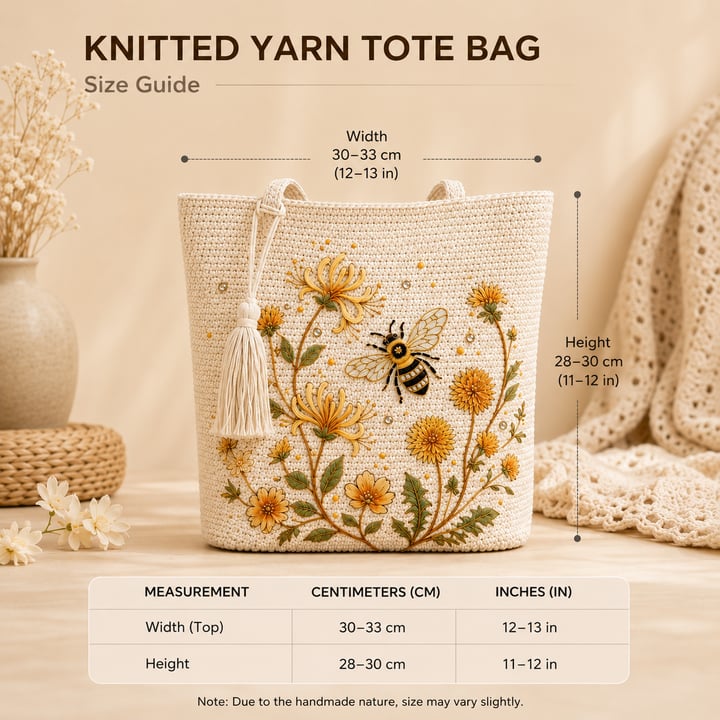 🔥Last Day 49% OFF-🐝 Handmade Crochet Bee Embroidered Tote Bag