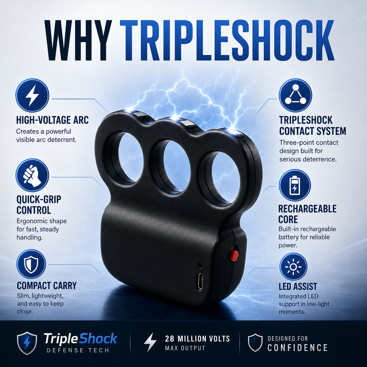 🔥Last Day Sale 50% OFF💥2026 TripleShock Stun Device – Powerful Personal Defense & Deterrent Protection