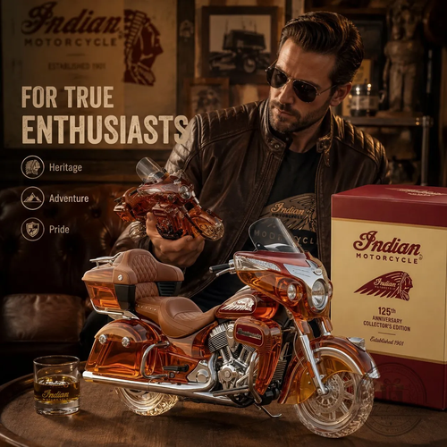 🔥Last Day 50% OFF🥃Indian Motorcycle Roadmaster 125th Anniversary Collectors Edition Whiskey Bottle