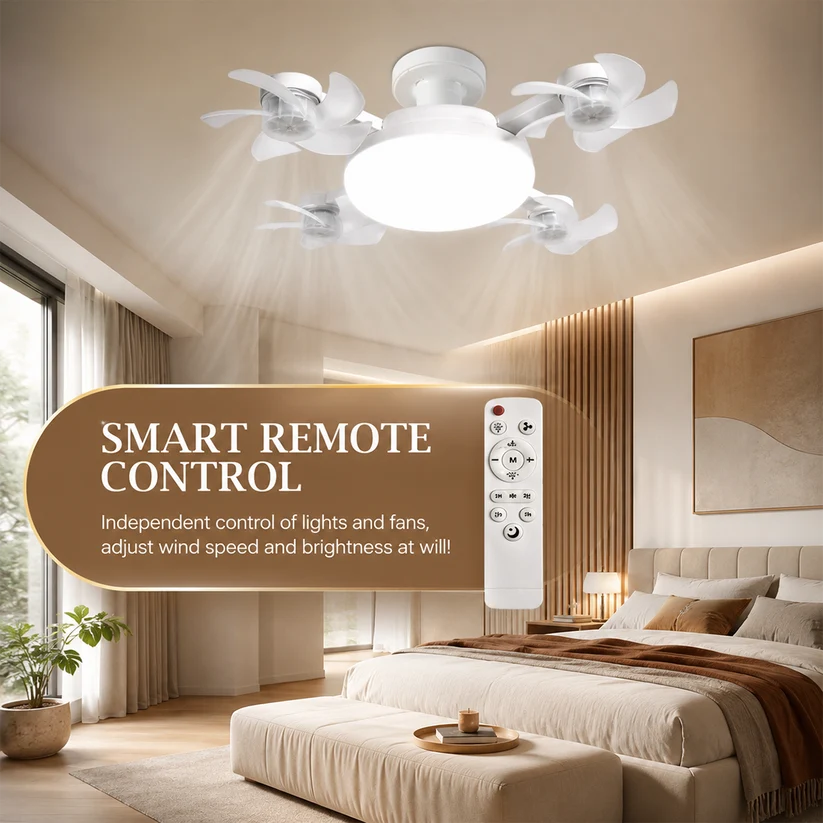 🔥Last Day 50% OFF🌀New E26/E27 Socket Ceiling Fan Light – 2‑in‑1 Silent LED Fan with Remote Control, Energy‑Saving Cooling & Lighting Combo for Home Bedroom