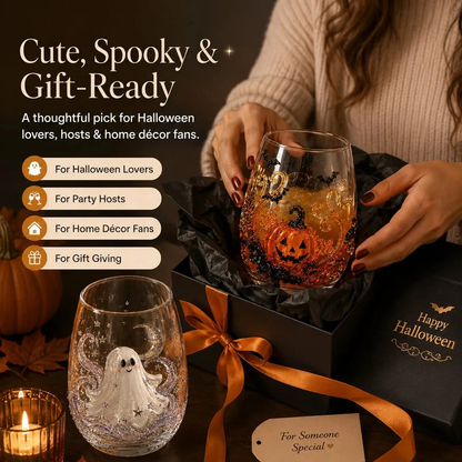 🔥LAST DAY 50% OFF-🎃 3D Halloween Glass Cups | Perfect for Parties & Cozy Fall Home Bars