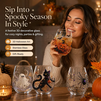 🔥LAST DAY 50% OFF-🎃 3D Halloween Glass Cups | Perfect for Parties & Cozy Fall Home Bars