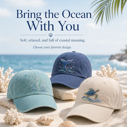 🔥 Last Day 50% OFF – 🌊Ocean Spirit Embroidered Washed Baseball Cap