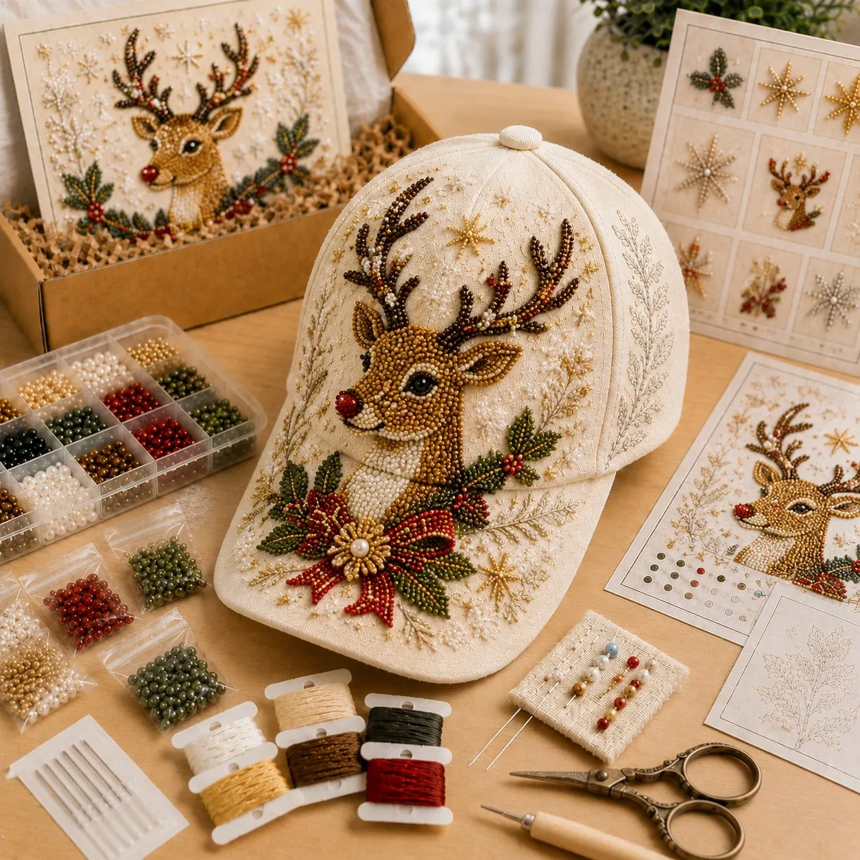 LAST DAY 50% OFF🎅🎁 Premium Christmas Beaded Hat DIY Kit