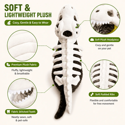 LAST DAY 50% OFF🐾Dinosaur Skeleton Costume for Dogs & Cats | Soft Plush Halloween Pet Costume
