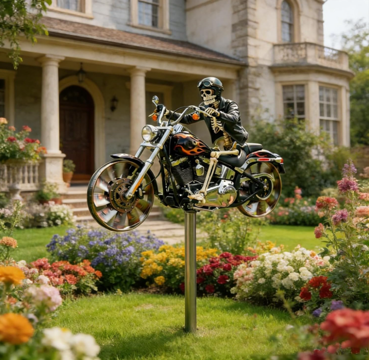 🔥Last Day Sale 50%💀Skeleton Biker Motorcycle Wind Spinner 🦾🏍️