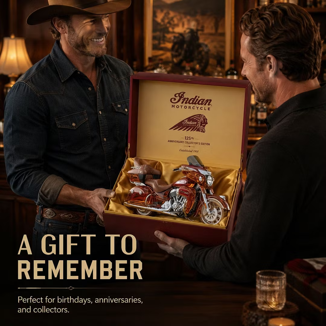 🔥Last Day 50% OFF🥃Indian Motorcycle Roadmaster 125th Anniversary Collectors Edition Whiskey Bottle