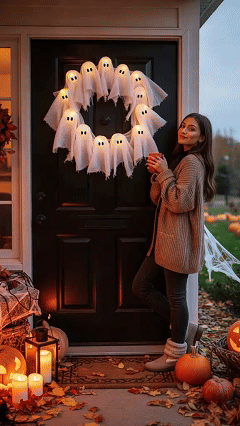🔥Last Day 50% OFF 👻Halloween Glowing Ghost Wreath