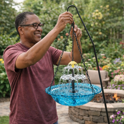 🔥Last Day Sale 50% OFF🦜Solar Cascade Hanging Bird Bath Fountain