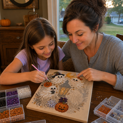 💥 Last Day 50% OFF – 👻✨ Halloween Pearl Art DIY Kit – Turn Tiny Pearls into Spooky-Cute Magic