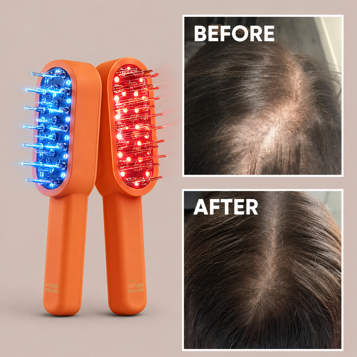 🔥Last Day Sale 50% OFF🔥Heathcy Red & Blue Light Hair Growth Comb with EMS Microcurrent Scalp Massage