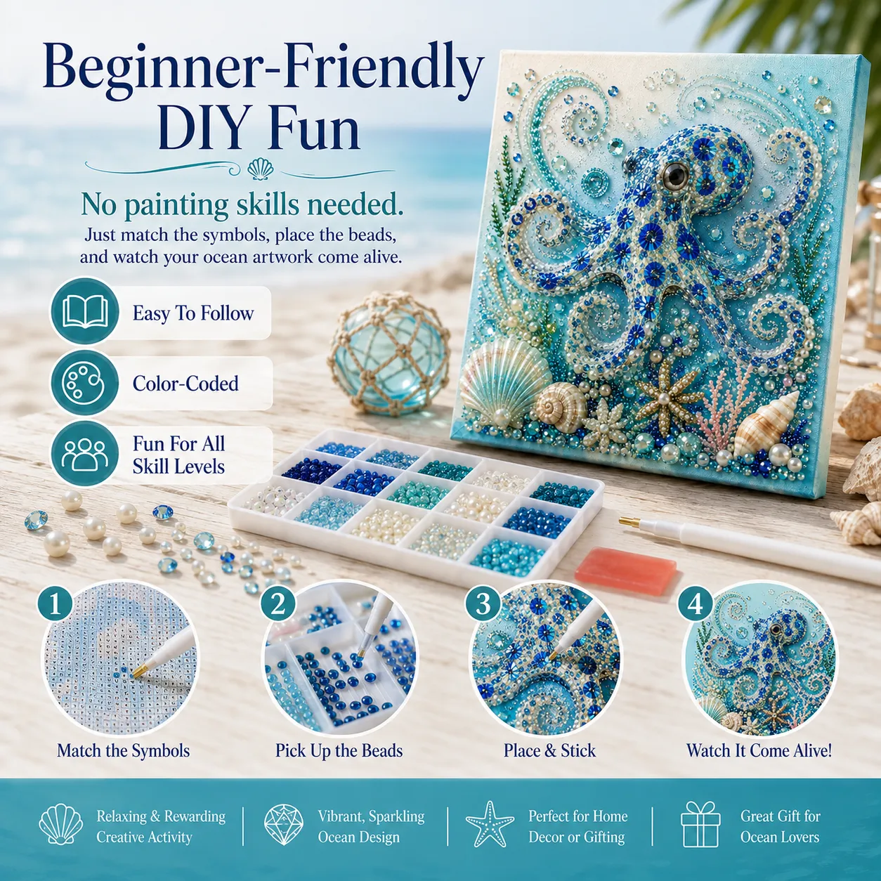 🔥Last Day 50% OFF - 🌊✨Ocean Theme Pearl Art DIY Kit