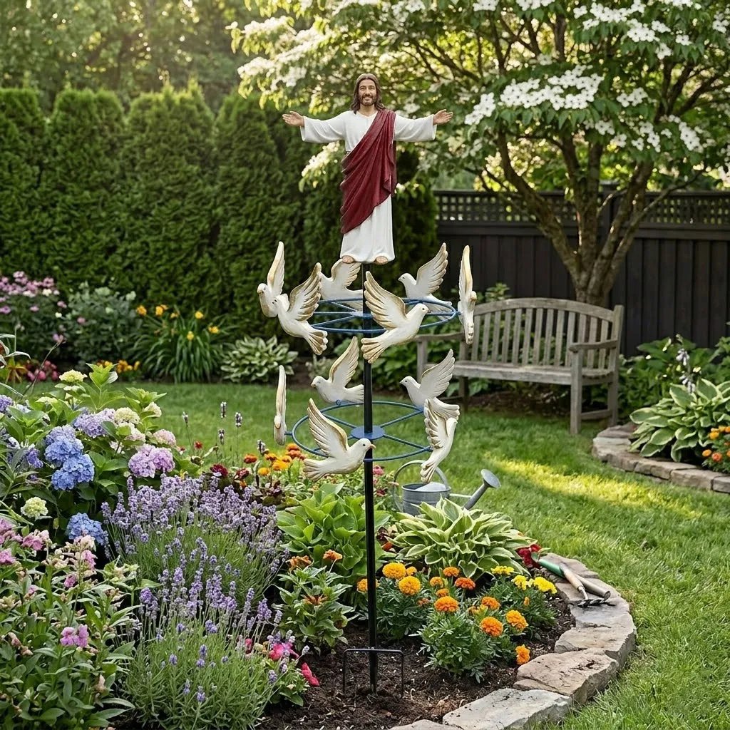 🔥Last Day 50% OFF🕊The Divine Jesus & Holy Dove Garden Wind Spinner