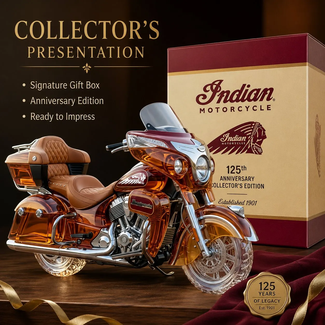 🔥Last Day 50% OFF🥃Indian Motorcycle Roadmaster 125th Anniversary Collectors Edition Whiskey Bottle
