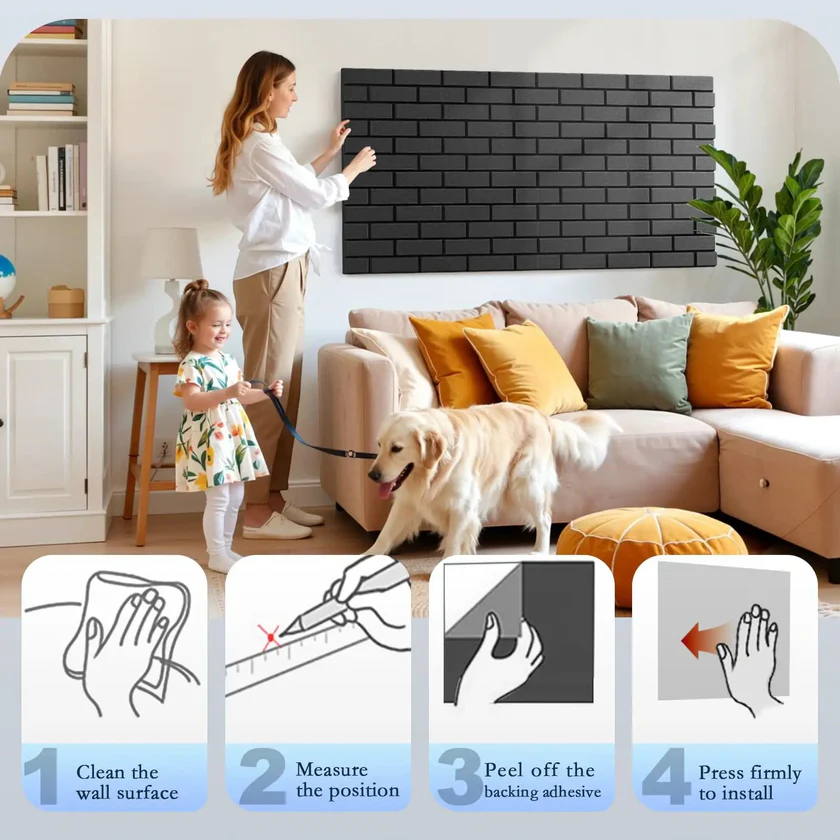 🔥Last Day Sale 50%🔥12 Pack Acoustic Panels Self Adhesive 3D Brick Pattern Sound Proof Wall Panels For Recording Studios Offices And Home