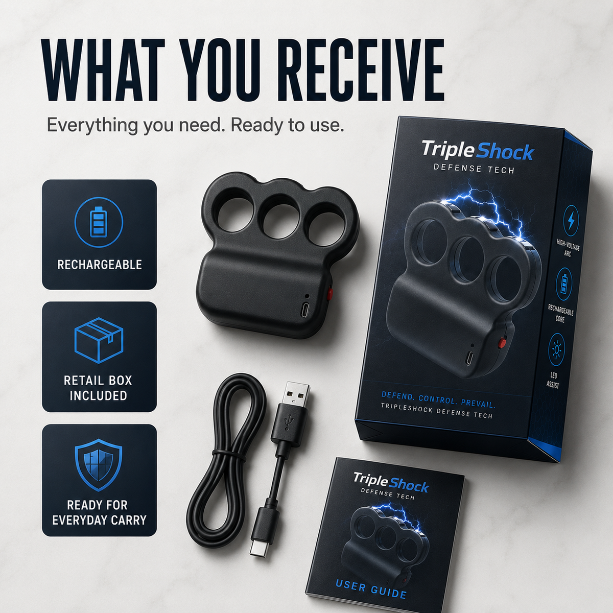 🔥Last Day Sale 50% OFF💥2026 TripleShock Stun Device – Powerful Personal Defense & Deterrent Protection
