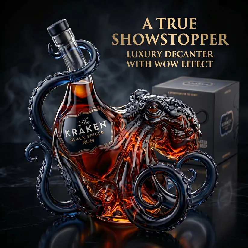🔥Last Day Sale 50% OFF🥃The Kraken Black Spiced Rum Octopus Whiskey Bottle