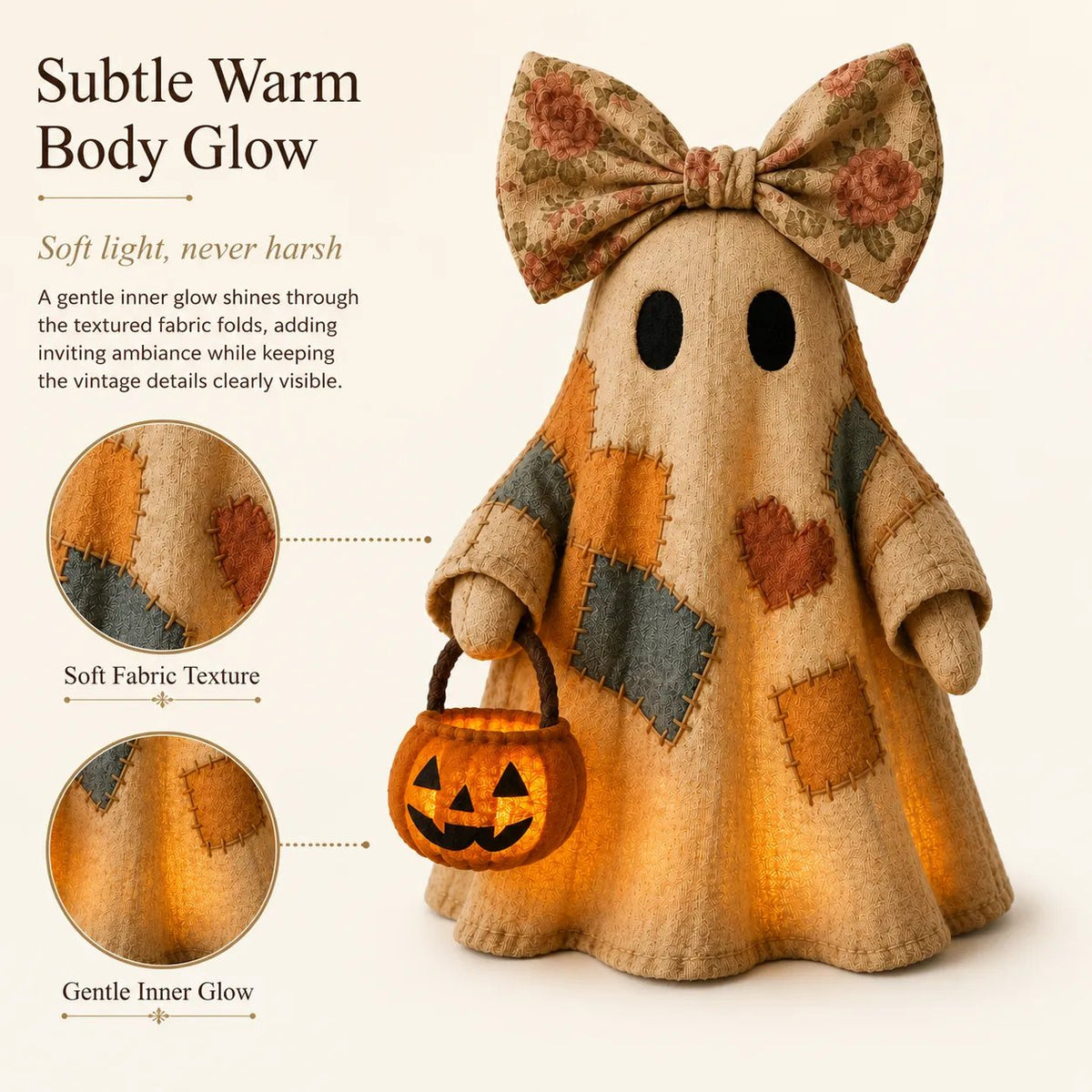 🔥Last Day 50% OFF 👻🎁[Halloween Gifts] Lighted Vintage Patchwork Ghost