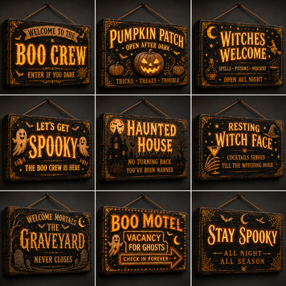 🔥Halloween Early Bird Offer: 50% off 🎃Glowing Handmade Solid Wood Halloween Sign