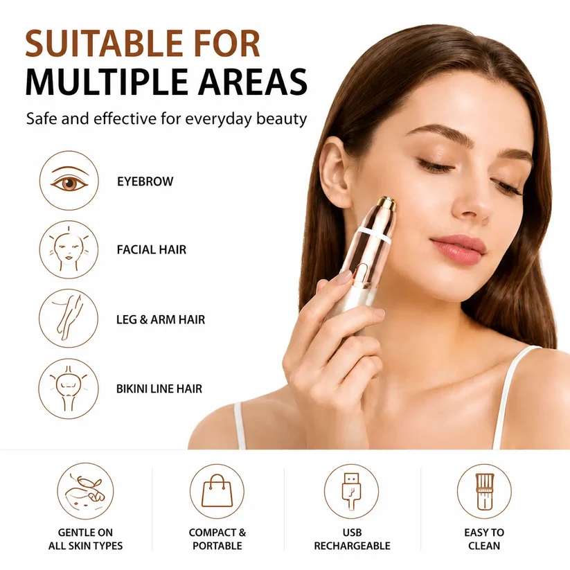 💥 LAST DAY 50% OFF✨ 2-in-1 Women’s Facial & Eyebrow Trimmer – Painless & Rechargeable