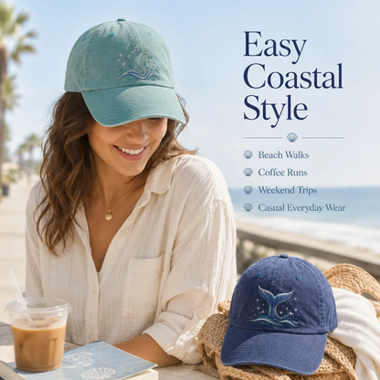 🔥 Last Day 50% OFF – 🌊Ocean Spirit Embroidered Washed Baseball Cap