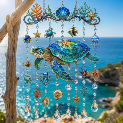🔥Last Day Sale 50% OFF🌊Ocean-Themed Crystal Wind Chime – ✨Bring the Ocean Glow to Your Garden