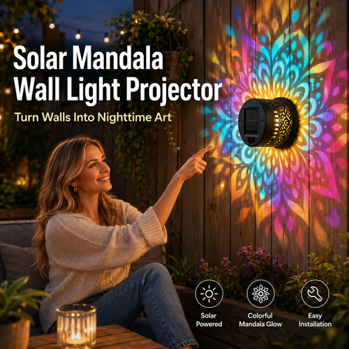 🔥Last Day Sale 50% OFF💖Seven-Color Changing Solar Mandala Projection Wall Light