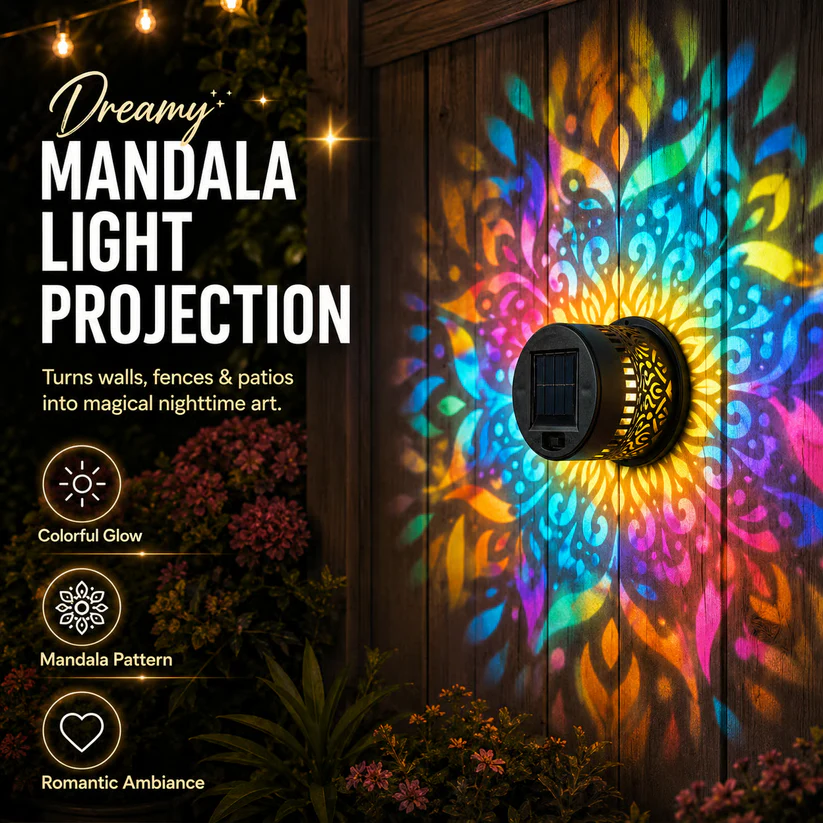 🔥Last Day Sale 50% OFF💖Seven-Color Changing Solar Mandala Projection Wall Light