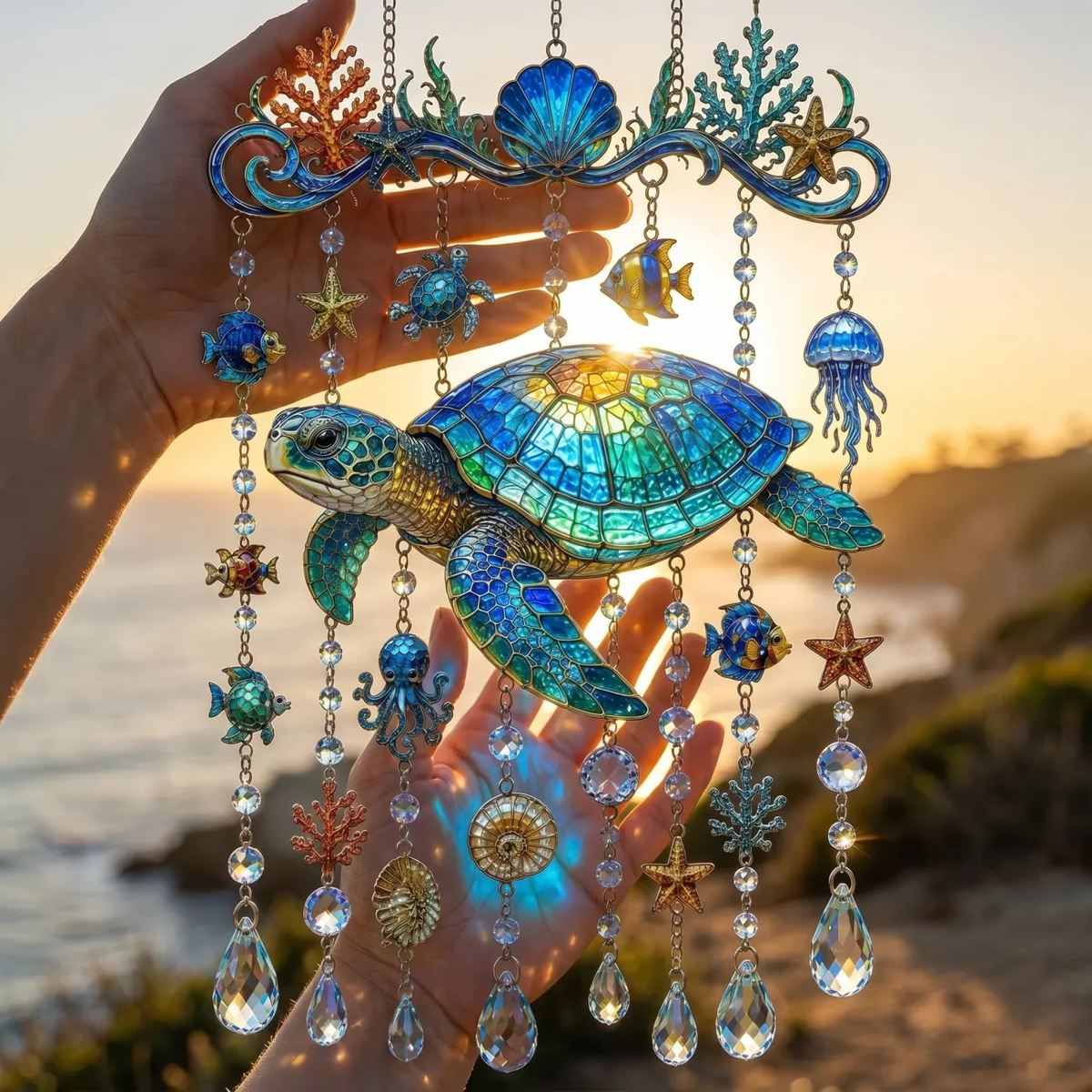 🔥Last Day Sale 50% OFF🌊Ocean-Themed Crystal Wind Chime – ✨Bring the Ocean Glow to Your Garden